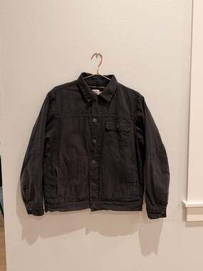 Flint and Tinder Flannel-Lined Waxed Trucker Jacket - Coal